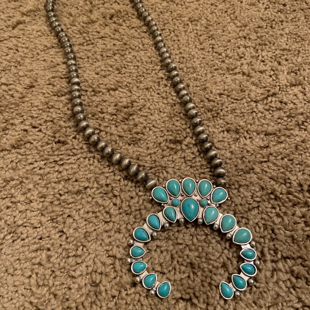 Large adjustable turquoise squash blossom